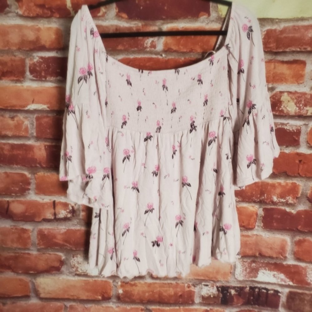 Free People Lana Pink Floral Rayon Blouse Small - Picture 5 of 6